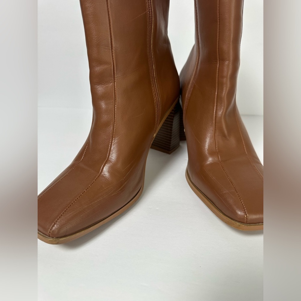 Boss Lady Chunky Heeled Boots Brown Size 10 - Picture 7 of 14